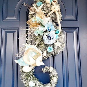 Seahorse Wreath Beach Life Wreath Beach Horse Wreath Shell and Starfish Door Hanger Ocean Dwellers Decor image 5