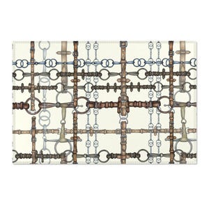 An  Equestrian Snaffle Bit Pattern Area Rug - Show Stall Mat - Tack Room Rug - Horse Lovers Gift