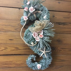 Seahorse Wreath Beach Life Wreath Beach Horse Wreath Shell and Starfish Door Hanger Ocean Dwellers Decor image 7