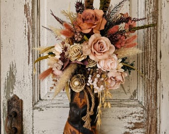 Cowgirl Boot Wreath - Cowgirl Summer Wreath - Rustic Southern Charm Farmhouse Wreath - Southwestern Cottagecore