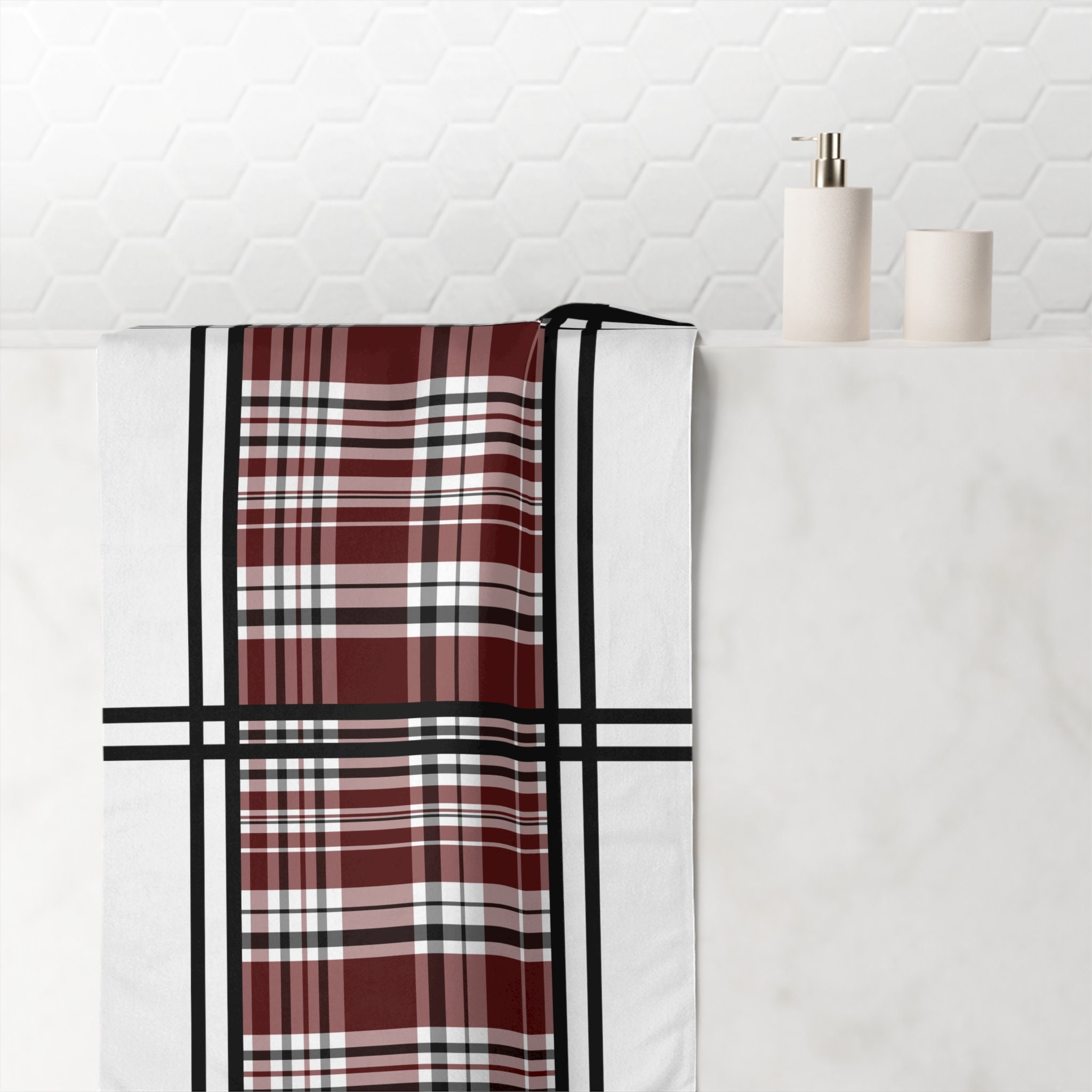 Buffalo Plaid Towel Checkerboard Face Towels for Bathroom Retro