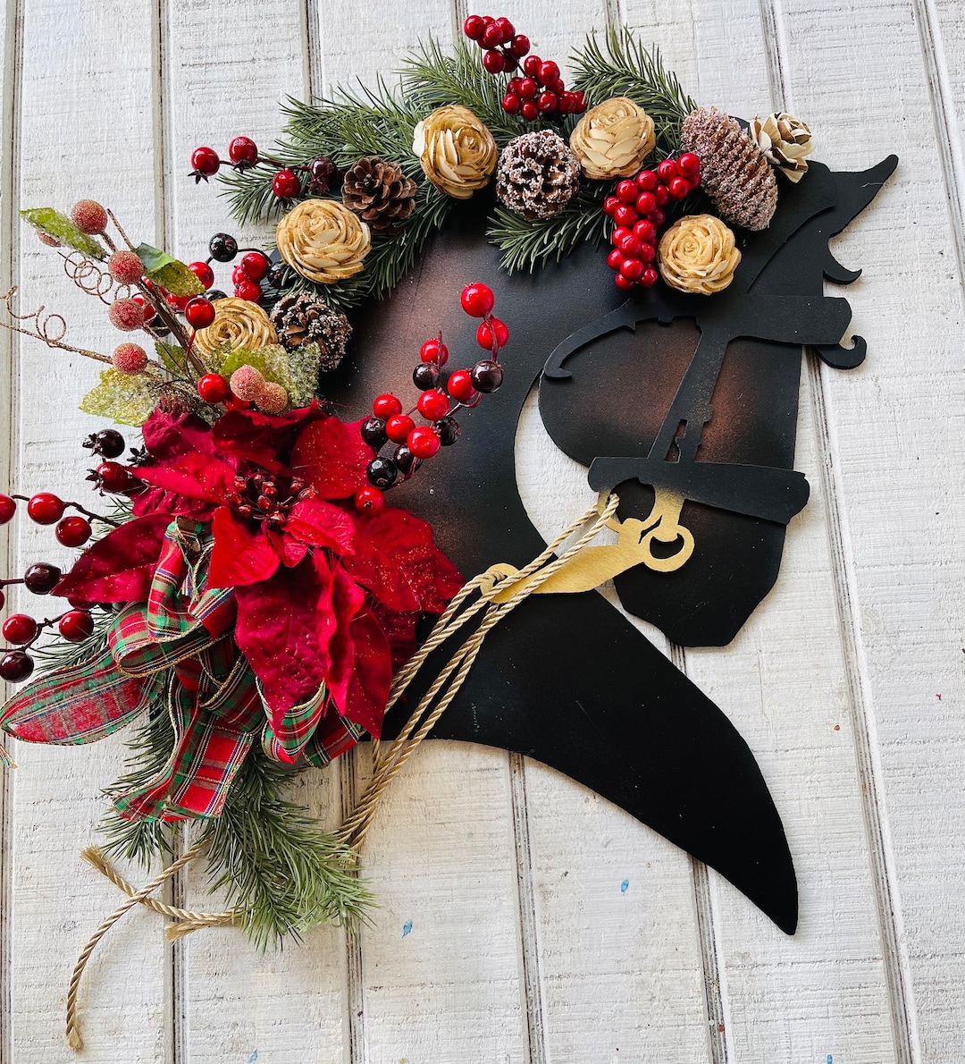 DIY Blank Horse Head Wreath DIY Christmas Party Craft Barn Party or