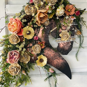 Summer/Everyday Wood Flower Equestrian Wreath - Equine Front Door Hanger - Dressage Horse Wreath - Horse Lovers Gift