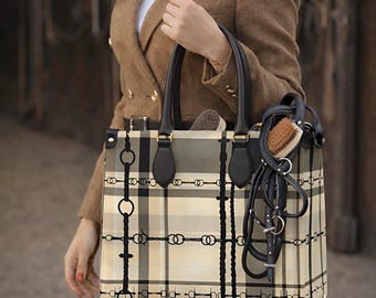 Equestrian Authentic Nappa Leather Large Shopper Bag Elegant Chaos Bit Leather Bag. Original Art Work