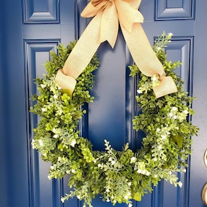 Boxwood Horseshoe Good Luck Wreath - Equestrian Home Decor - Housewarming Gift