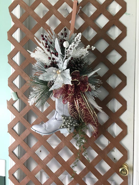 Cowboy Boot Wreath Cowboy Christmas Country Christmas Etsy