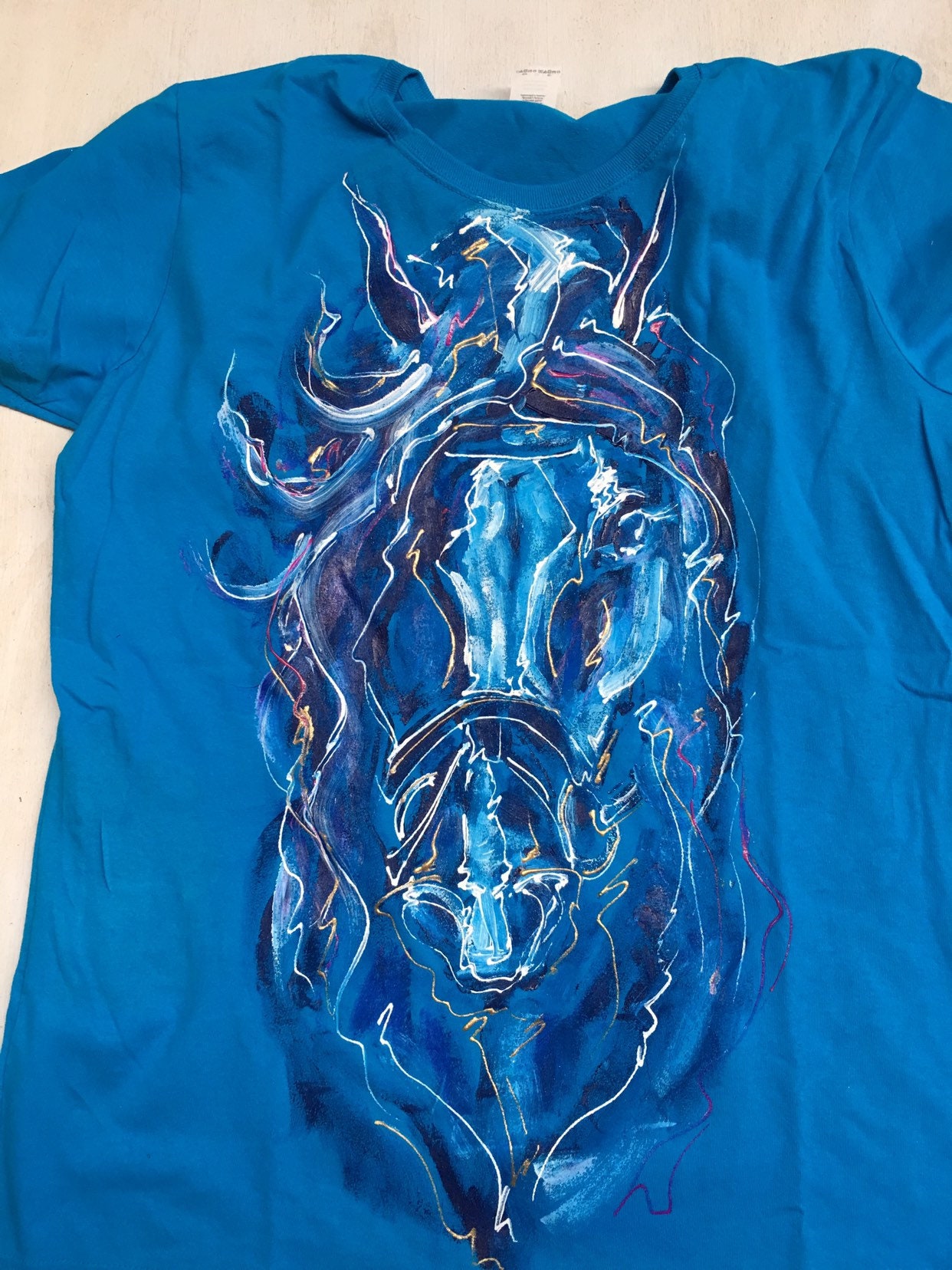 Friesian Hand Painted Ladies Horse Shirt Andalusian Lusitano Etsy