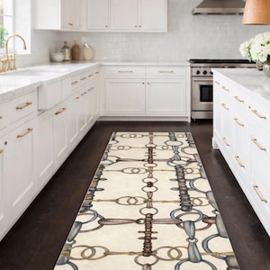 Equestrian Reins and Snaffle Bits Runner Rug - Velvet  like Rug With Rubber Backing - Equine Home - Horse Lovers Gift