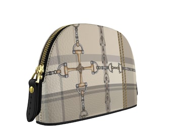 Equestrian Authentic Premium Nappa Leather Makeup Bag Elegant Chaos Bit Leather Bag. Original Art Work