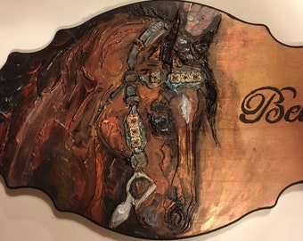 Custom or Semi Custom Stall Plaque Horse/Pony Name Plate - Customizable With Your Horses Color/Markings - Memorial Stall Plaque