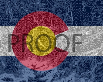 Lone Tree Colorado Elevation Contour Map with Colorado Flag