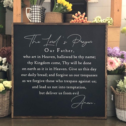 The Lords Prayer Sign Wood Wall Art Plaque Bible Verse Etsy