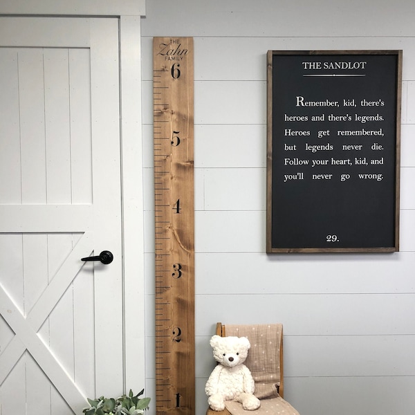 Ruler Growth Chart Wood with Name at Top - Measure Height Chart - Height Chart for Kid