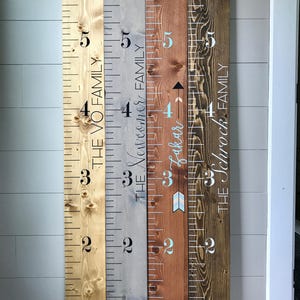 Custom Growth Chart Ruler, You Pick The Details, Stained Height Stick image 3