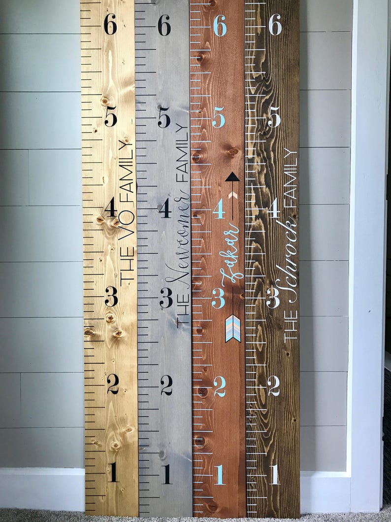 Custom Growth Chart Ruler, You Pick The Details, Stained Height Stick image 3