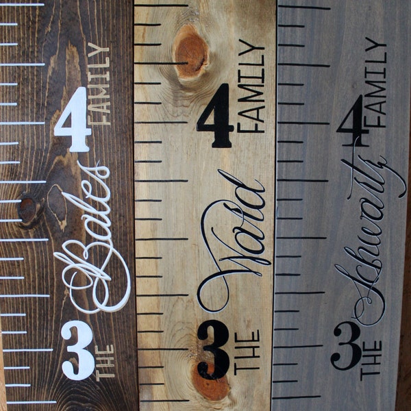 Wood Growth Chart Ruler Painted