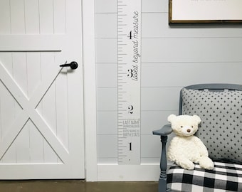 Giant Measuring Stick Growth Chart Ruler, Giant Growth Chart for Kids, Wooden Painted Growth Ruler