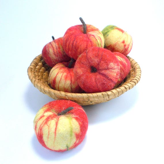 Real Size Felted Apple Home Decor Felted Play Food Kitchen Decor Felted Fruit Decor Waldorf Toy Life Size Needle Felted Apple Size L