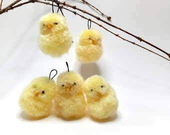 Easter Hen Wool Ornament Handmade Baby Chicken Easter Basket Stuffer Decorations for table wool animal pendant decor Spring easter egg chick