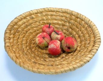 Felted red apples Home decor Kitchen play felt food toy mini apple charm Waldorf toy Montessori Felted Apples miniature apple S size