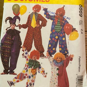 McCalls 8869 Child&#39;s Clown Costume & Jester with hat sewing Pattern