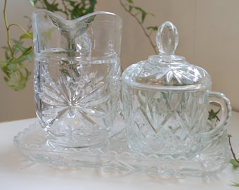 Vintage Creamer y Sugar Bowl Set con Bandeja