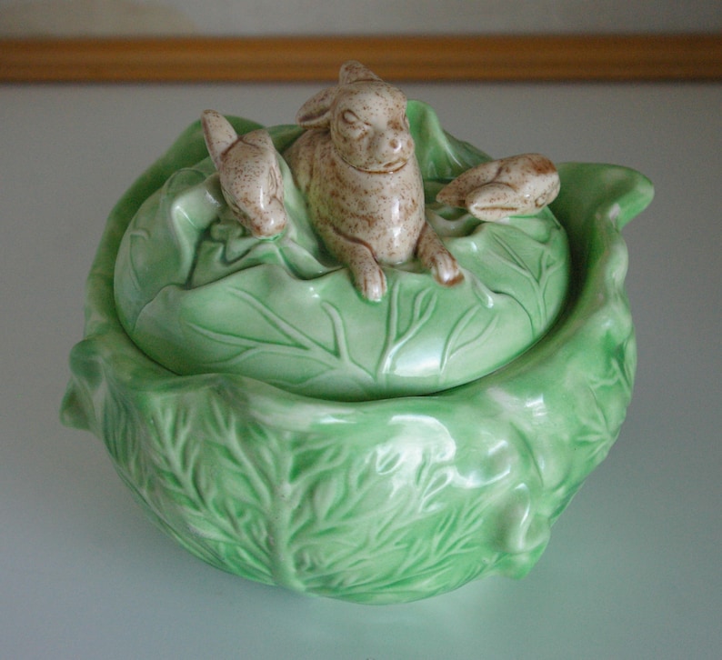 Vintage Holland Mold Cabbage Serving Bowl With Brown Rabbit Etsy