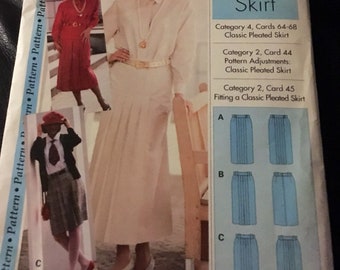 Classic Pleated Skirt Sewing Pattern 1990 Styles