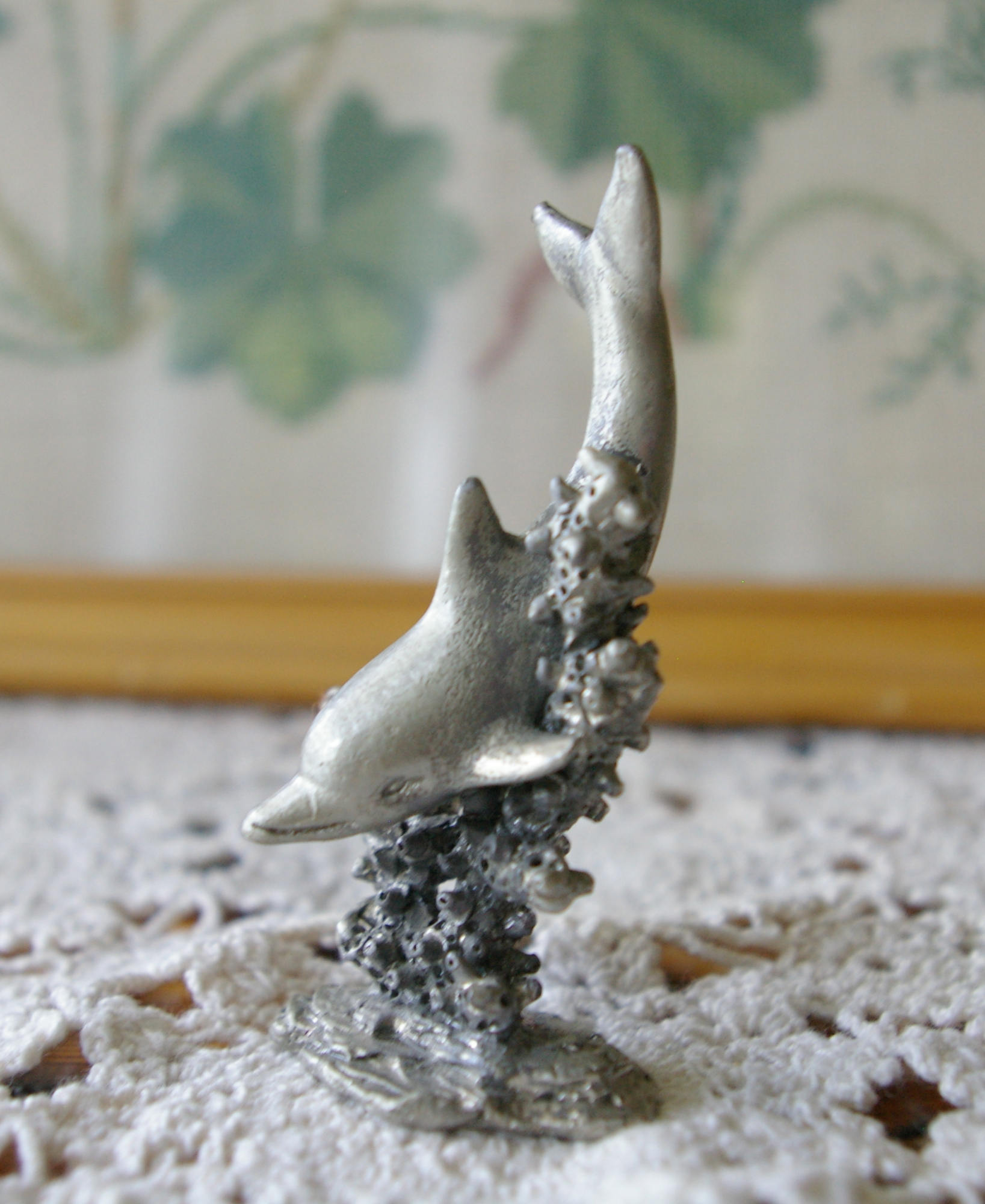 Vintage Pewter Dolphin Figurine Etsy