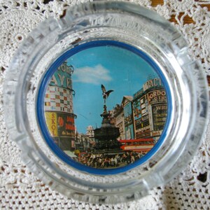 Vintage Glass Ashtray Piccadilly Circus 1950's picture