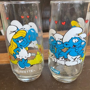 Smurf Collector Tumbler Glasses 80s