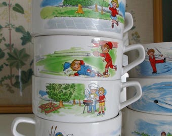 Vintage Campbell’s kids soup bowls with handle