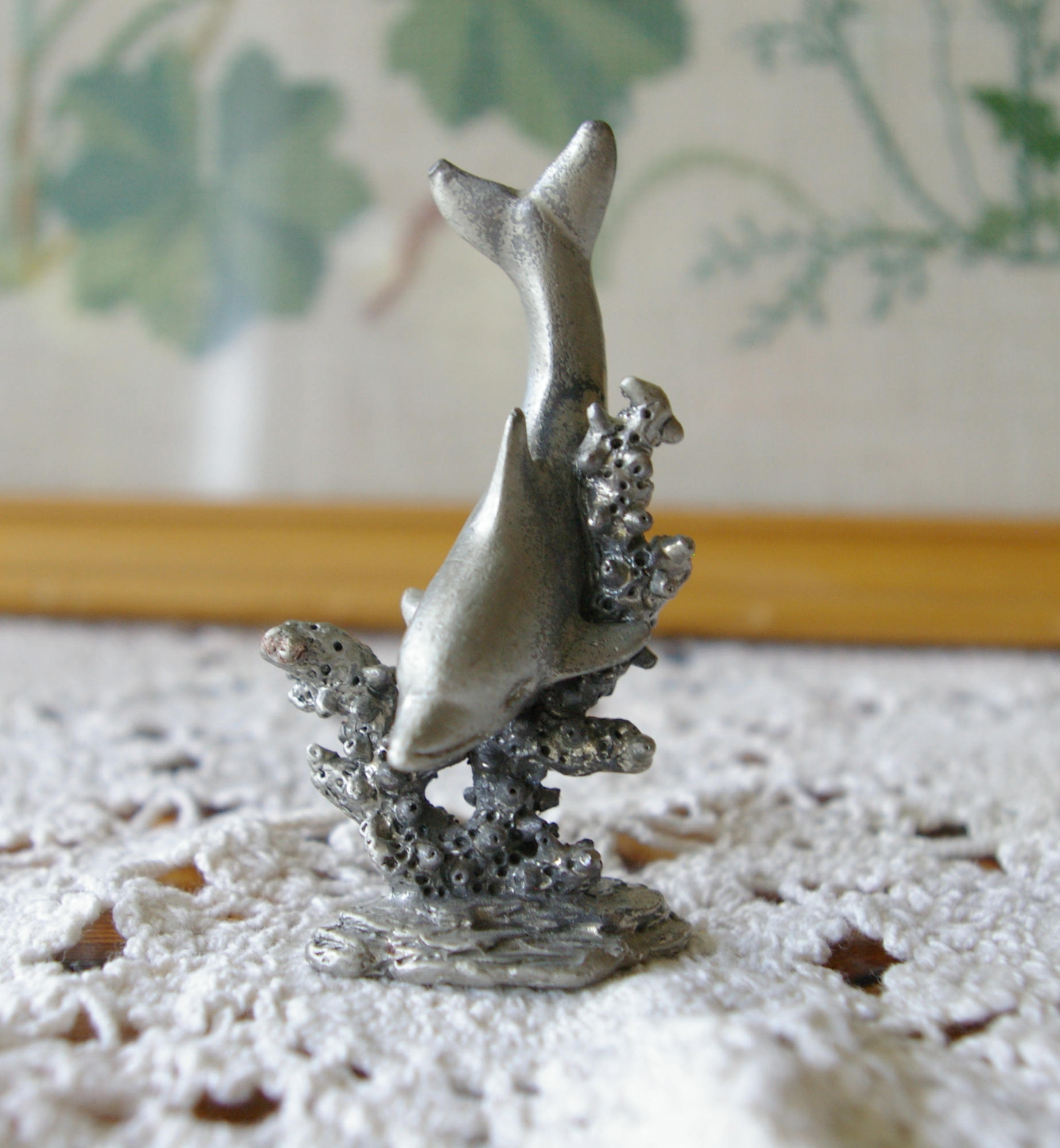 Vintage Pewter Dolphin Figurine Etsy
