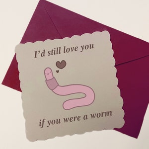 Worm Love Valentine&#39;s Card - DIGITAL DOWNLOAD