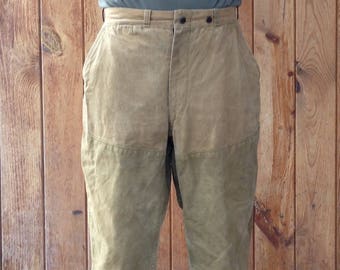 1950's 60's Drybak by Red Head / Rain Proof Duck Hunting Trousers / Tan- Light Brown / 31"W x 26.5"L