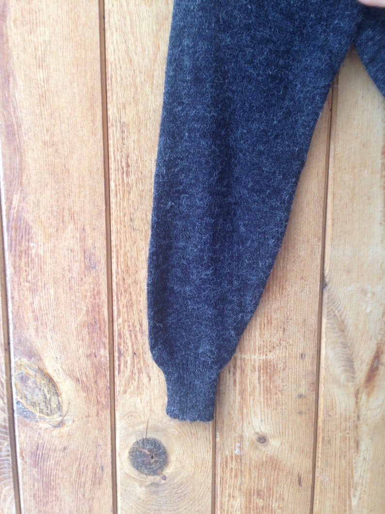 1980/'s Christina Grant Sweater Dress Wiggle Pencil Maxi Applique Long Sleeve Charcoal Grey S-M-L One Size