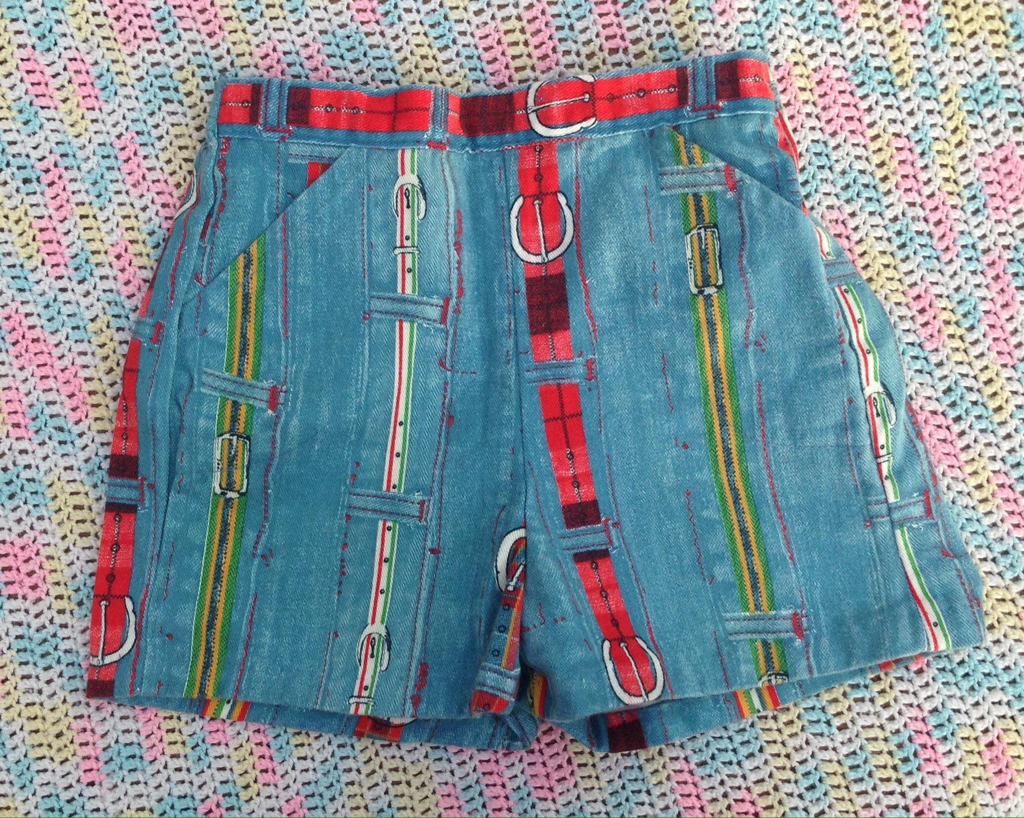 1970's Girl's Boy's Shorts / High Waist / Blue Red - Etsy UK