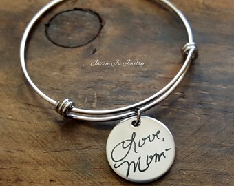 Handwritten Bangle, Handwriting Jewelry, Engraved Handwriting, Personalized Gift, Signature Jewelry, Handwritten Engraving, Gift For Her