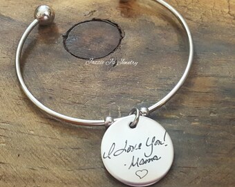 Handwritten Bangle, Handwriting Jewelry, Engraved Handwriting, Personalized Gift, Signature Jewelry, Handwritten Engraving, Gift For Her