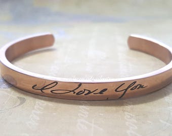 Actual Handwritten Cuff Bangle, Handwriting Jewelry, Engraved Handwriting, Personalized Gift, Signature Jewelry, Handwritten Engraving