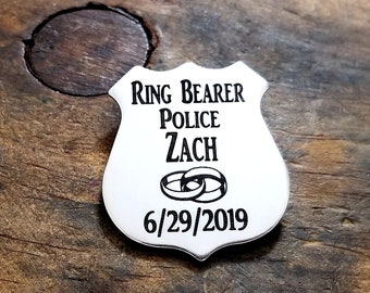 Custom Ring Bearer Security Badge With Pin Back, Police Wedding Ring Bearer, Ring Bearer Gift, Ring Bearer PinBack Badge, Wedding Lapel Pin