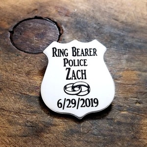 Custom Ring Bearer Security Badge With Pin Back, Police Wedding Ring Bearer, Ring Bearer Gift, Ring Bearer PinBack Badge, Wedding Lapel Pin