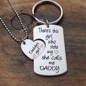 There's This Girl Who Stole My Heart She Calls Me Daddy Keychain & Necklace Set, Father's Day Gift, Daddys Daughter Gifts, Daddys Girl