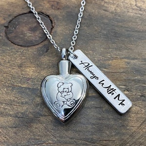 Teddy Bear Heart Urn Necklace, Bear Urn Necklace, Memorial Gift/Remembrance gift, Loss Of A Loved One, Loss of a Child, Child Memorial