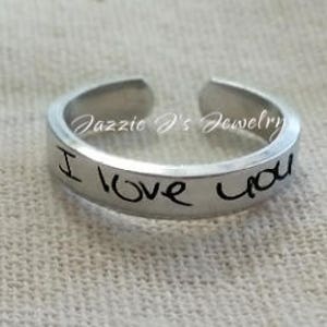 Actual Handwriting Adjustable Ring, Handwriting Jewelry, Anniversary Gift, Message Ring, Personalized Ring, Gift for Her, Signature Ring