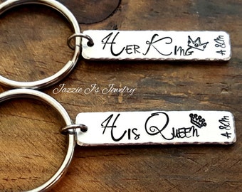 Her King His Queen Keychain Set, Couples Her All His Only Keychains, Couples Gift Set, Gift For Him, Gift For Her, Matching Couple Keychain
