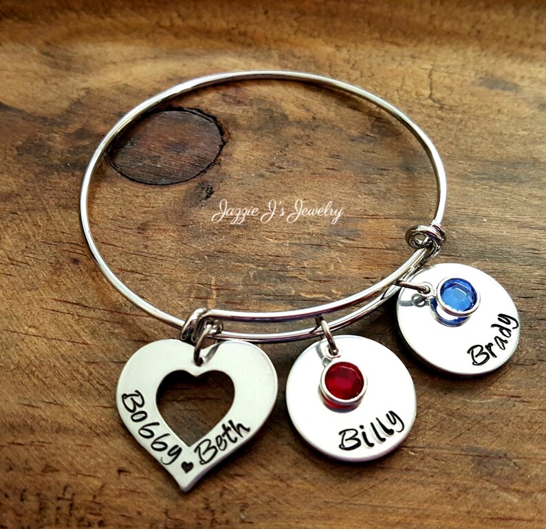 Family Bangle Bracelet Family Name Bracelet Personalized Etsy