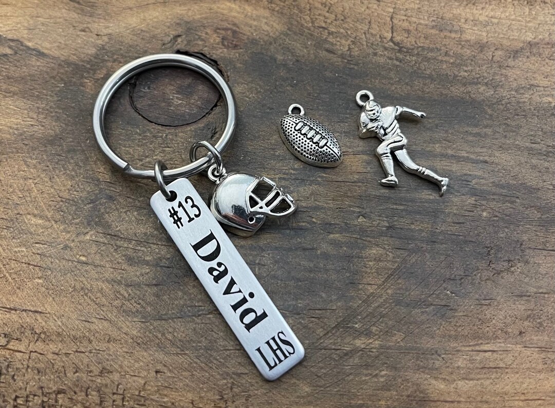 Personalized Football Player Keychain, Football Player Gift, Football