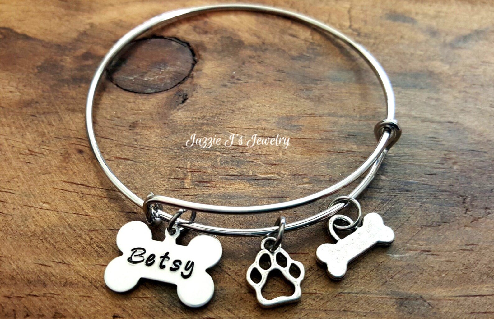 Dog Lover Bangle Bracelet Pet Name Bracelet Customized Pet Etsy