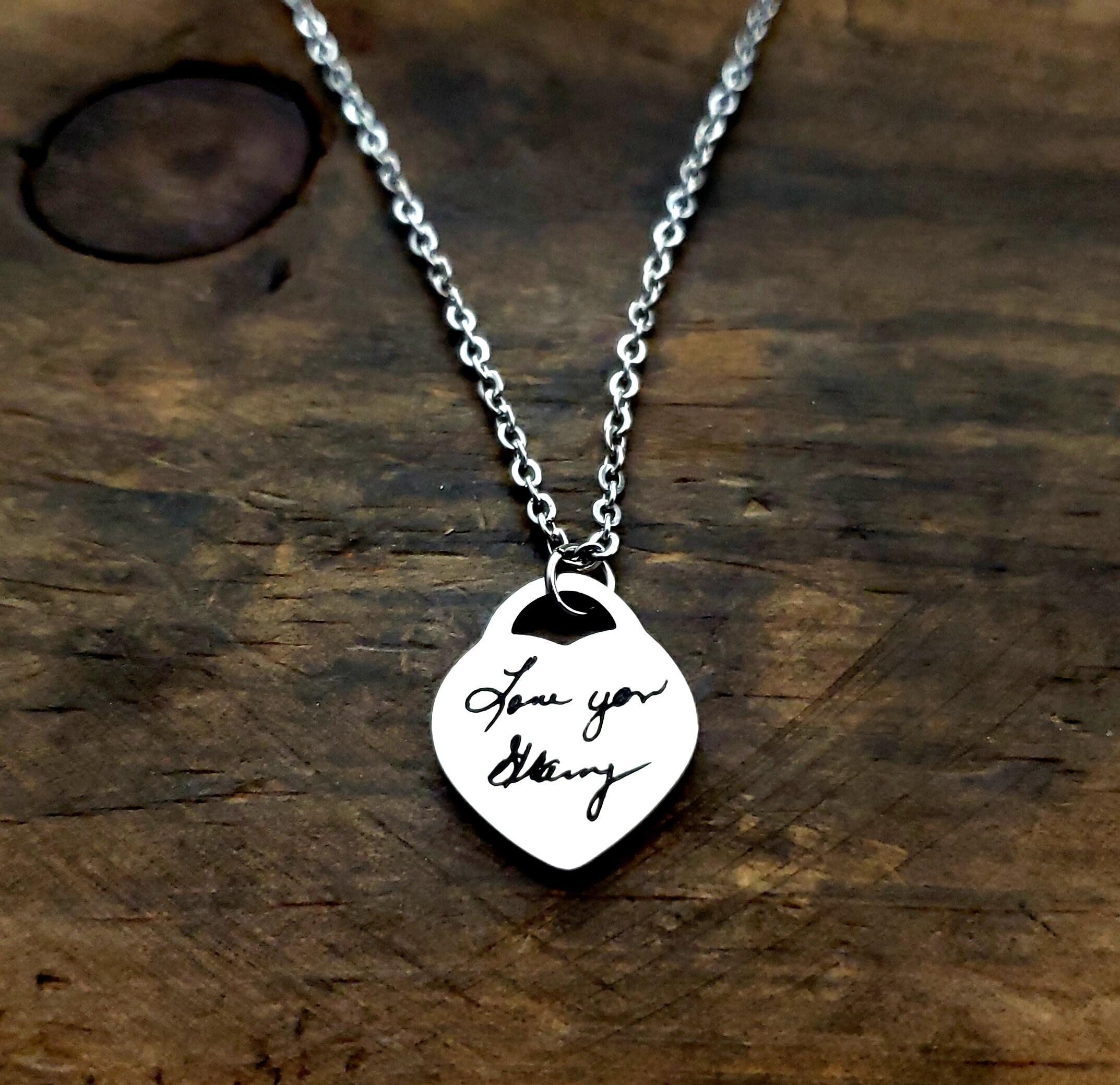 Actual Handwritten Necklace Handwriting Jewelry Engraved Etsy